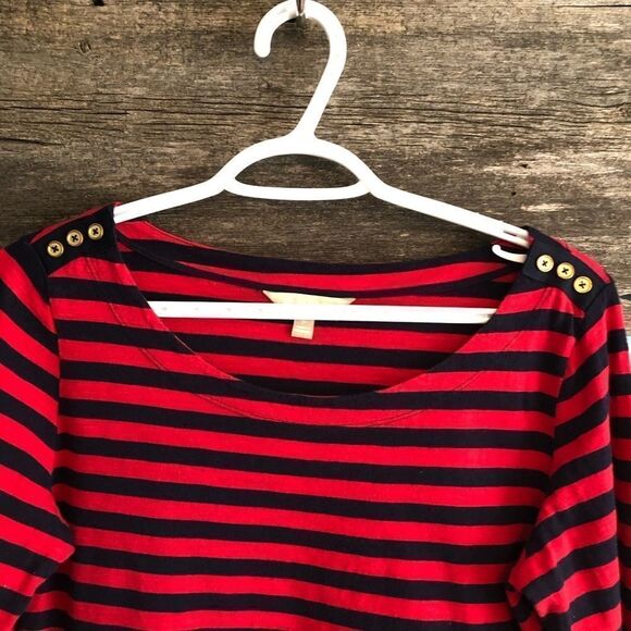 BANANA Republic Size Small Red/Navy Striped Long Sleeve Top - Picture 2 of 5